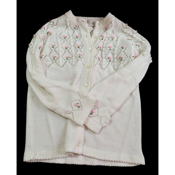 Vintage Sweater be  Banff 100% Acrylic Cardigan With Floral Design size M? Read - Picture 3 of 12